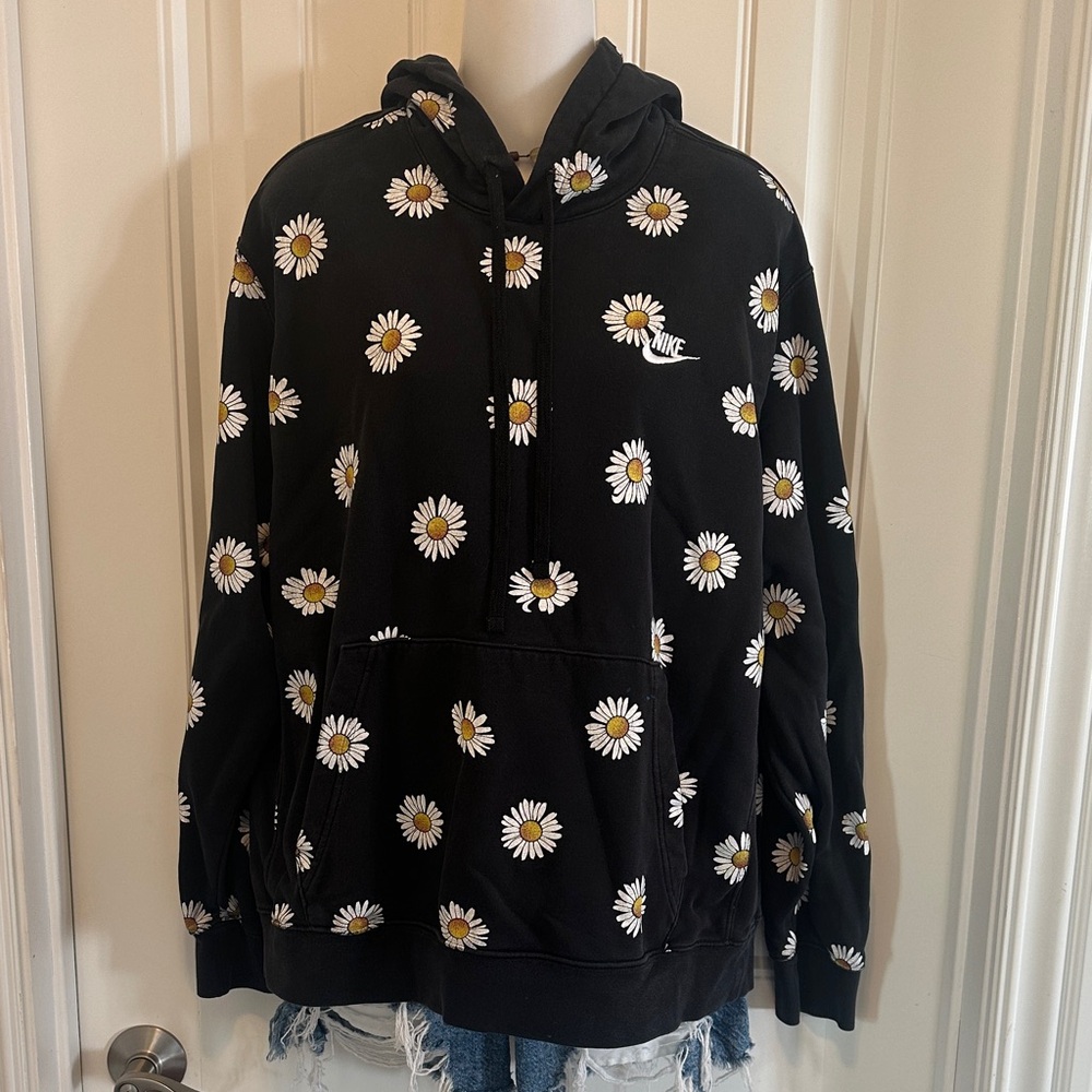 Nike Black Hoodie with Floral Design